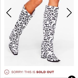 Nasty Gal Cow Print Faux Suede Boots